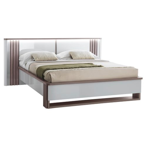 Lit 140x190cm Led PESARO laqué gris/chêne gris