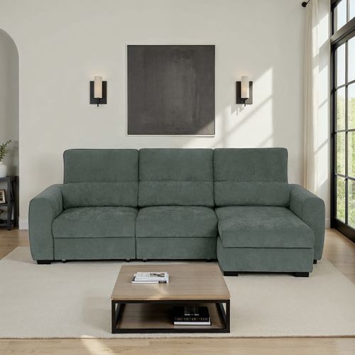 Canapé d'angle méridienne REYNOLDS II tissu vert