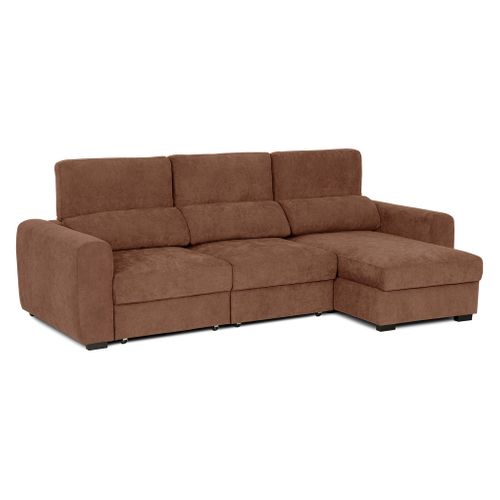 Canapé d'angle méridienne REYNOLDS II tissu terra cotta