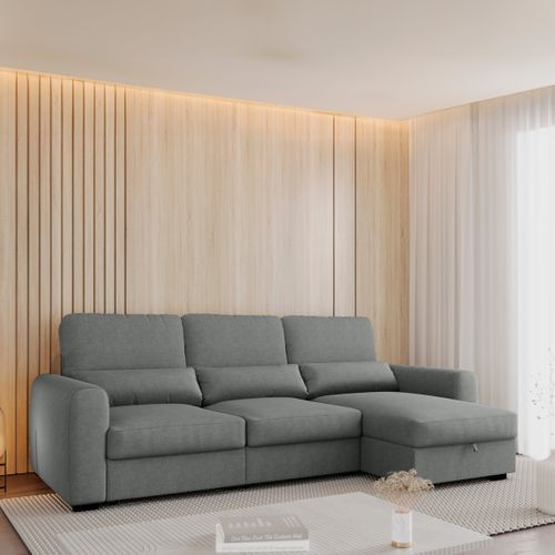 Canapé d'angle méridienne REYNOLDS II tissu gris