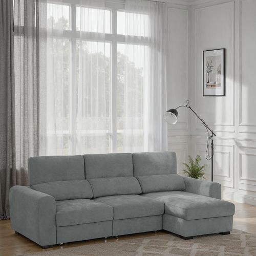 Canapé d'angle méridienne REYNOLDS II tissu gris