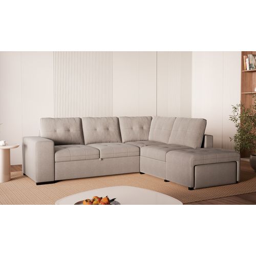 Canapé d'angle méridienne MARION tissu taupe