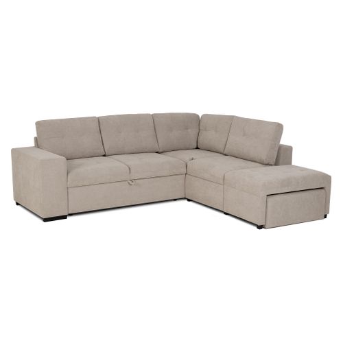 Canapé d'angle méridienne MARION tissu taupe