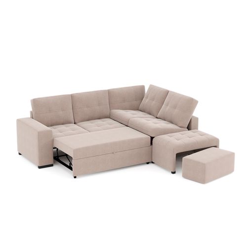 Canapé d'angle méridienne MARION tissu taupe