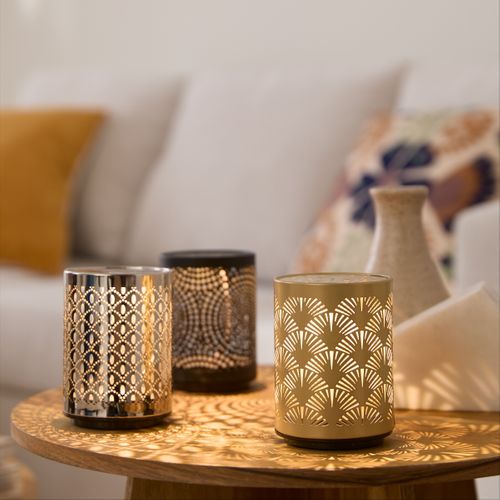 Boîte lumineuse LED H. 11 cm - Noire, dorée ou argentée