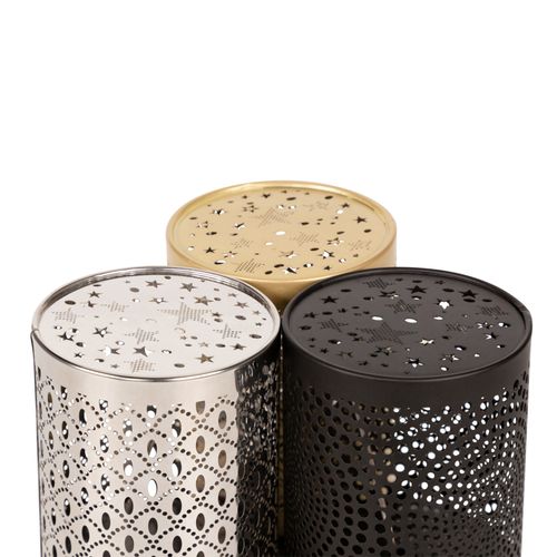 Boîte lumineuse LED H. 11 cm - Noire, dorée ou argentée