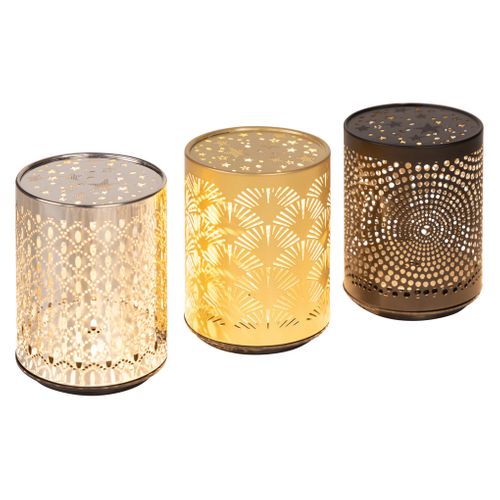 Boîte lumineuse LED H. 11 cm - Noire, dorée ou argentée