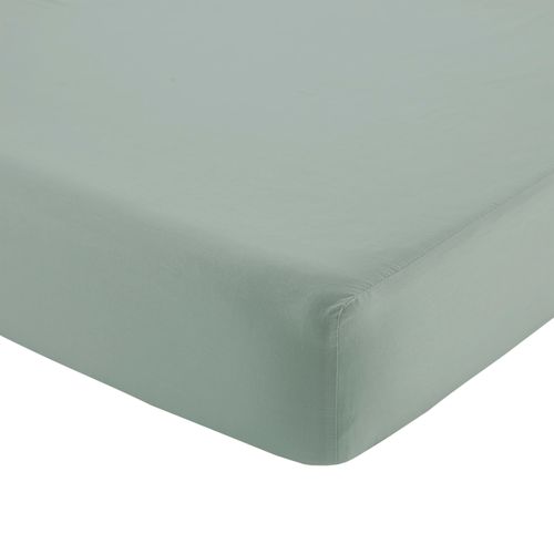 Drap housse sauge 180x200 cm DREAMEA PERCALE SAUGE