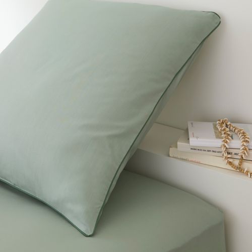 2 taies d'oreiller 65x65 cm DREAMEA PERCALE SAUGE