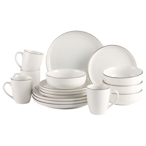 Service de vaisselle 16 pièces - Blanc / Or