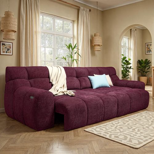 Canapé relax 4 places COCOON tissu bordeaux