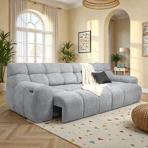 Canapé relax 4 places COCOON tissu gris clair