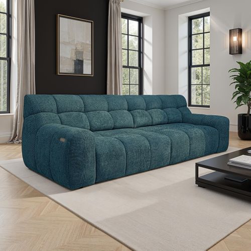 Canapé relax 4 places COCOON tissu bleu clair