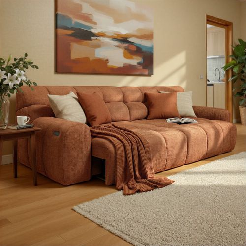 Canapé relax 4 places COCOON tissu terra cotta