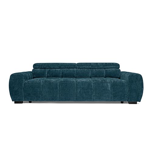 Canapé relax 3,5 places AUGUSTIN tissu bleu clair