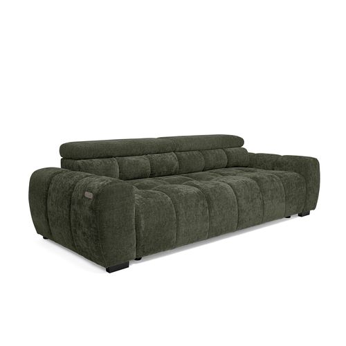 Canapé relax 3,5 places AUGUSTIN tissu vert