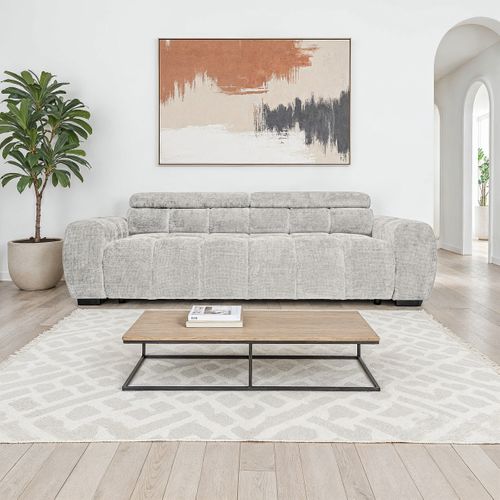 Canapé relax 3,5 places AUGUSTIN tissu blanc cassé