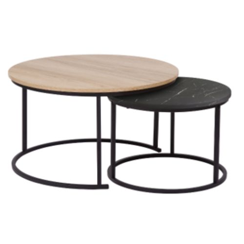 Table basse MEXICO Imitation chêne et noir