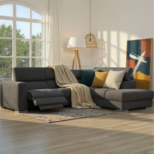 Canapé d'angle relax droit TIFFANY électrique tissu gris