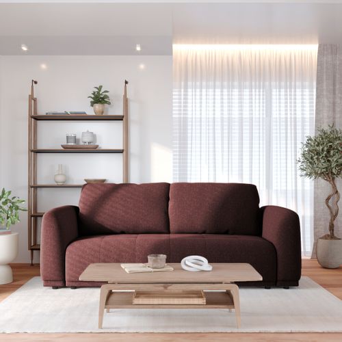 Canapé 3 places convertible AUSTIN tissu bordeaux