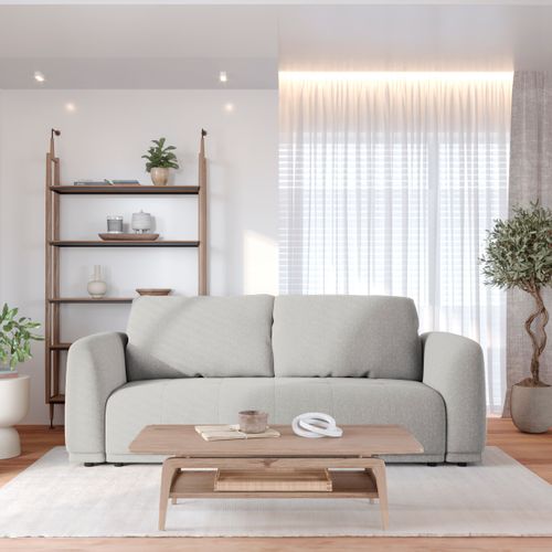 Canapé 3 places convertible AUSTIN tissu gris clair