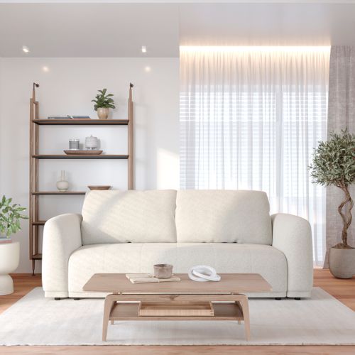 Canapé 3 places convertible AUSTIN tissu écru