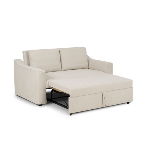 Canapé 2 places convertible GOLDIE tissu beige