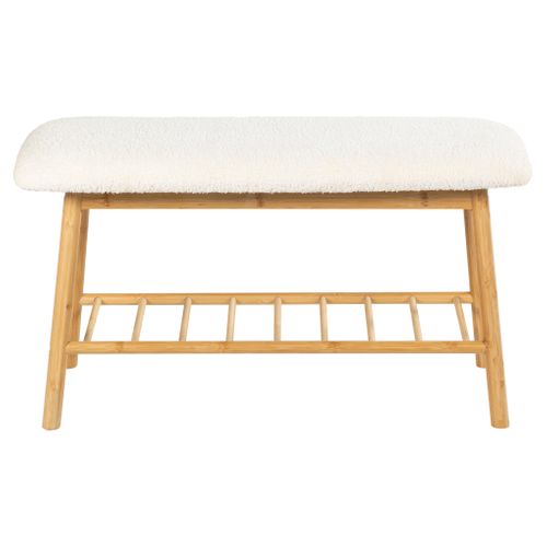 Banc avec range chaussures NOLA Blanc / Naturel