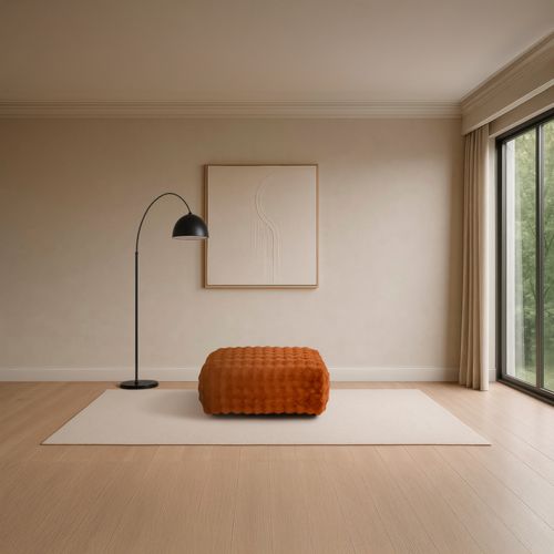 POUF BELLO tissu terra cotta