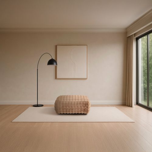 POUF BELLO tissu taupe