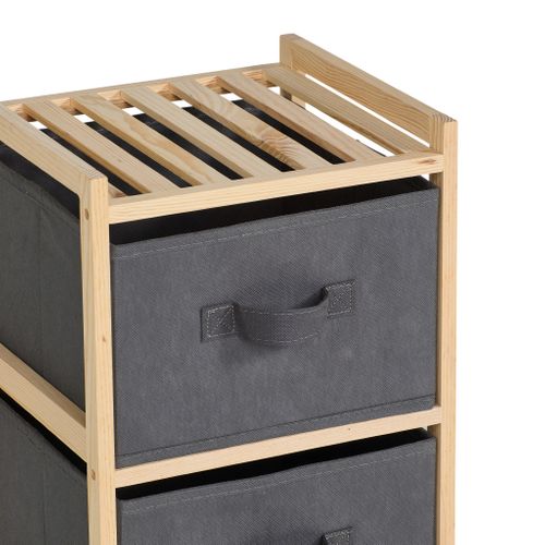 Tour 3 tiroirs ALICE Gris / Naturel