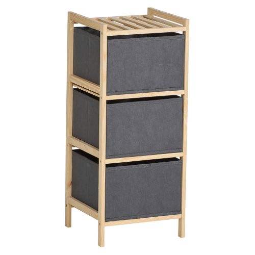 Tour 3 tiroirs ALICE Gris / Naturel