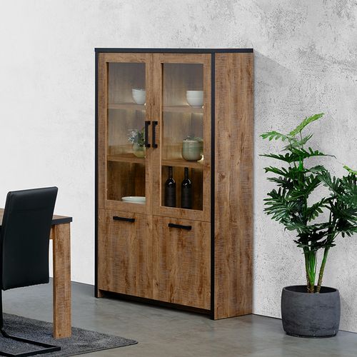 Vitrine 2 Pleines + 2 Portes Vitrées Emie