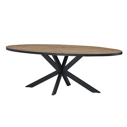 Table à Manger 220 X 110 Cm Ovale Pieds Étoile Lio