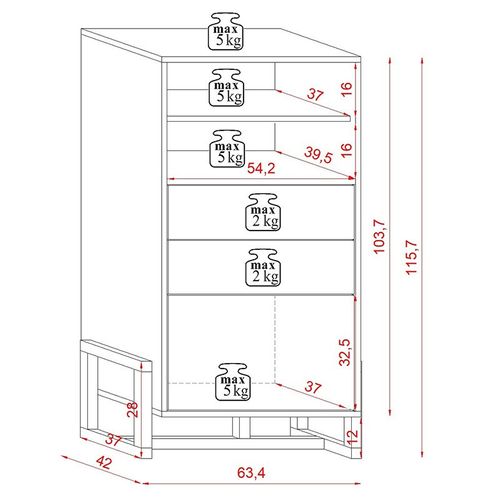 Buffet Haut 2 Tiroirs 1 Porte Oslo Blanc