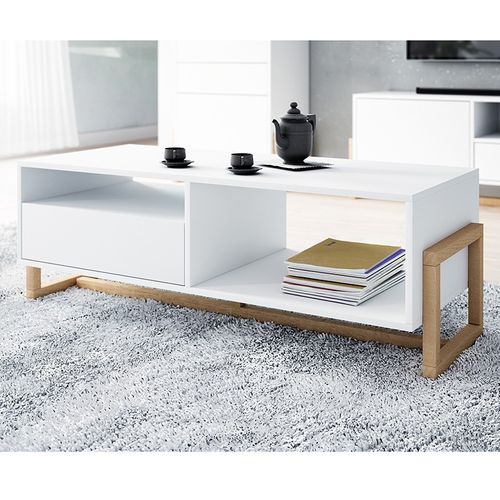 Table Basse 1 Tiroir 2 Niches Oslo Blanc