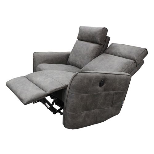 Canapé 2 Places Électrique Relax Gris Anthracite Lito