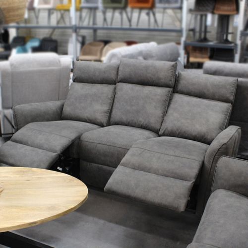 Canapé 3 Places Électrique Relax Gris Anthracite Lito