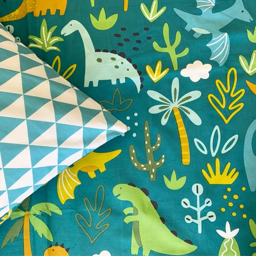 Parure De Lit Enfant Réversible Imprimé Dinosaure 140x200cm