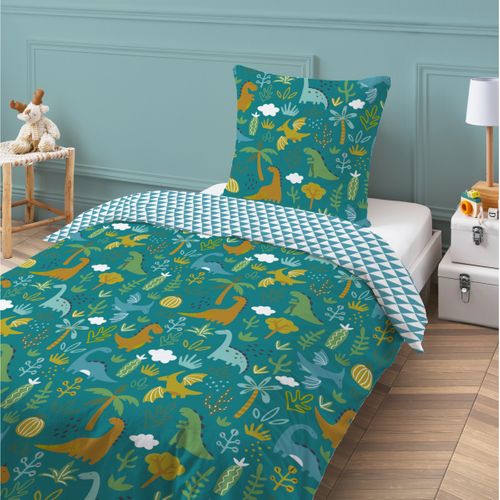 Parure De Lit Enfant Réversible Imprimé Dinosaure 140x200cm