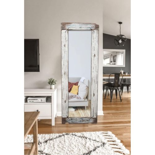 Miroir Mural Shabby Peint À La Main - Bois Recyclé - 180x65,5 Cm