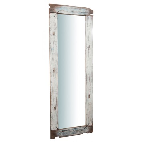 Miroir Mural Shabby Peint À La Main - Bois Recyclé - 180x65,5 Cm