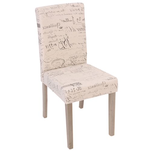 Lot De 2 Chaises De Salle à Manger Cuisine En Tissu Crème Motif Écriture Des Pieds En Bois Clair 0