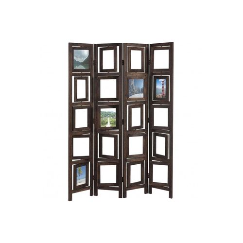 Paravent 4 Panneaux Marron En Bois Avec Porte Photos 160x125cm Par04029