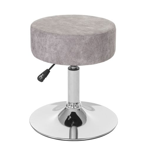 Lot De 2 Tabourets Pivotants Réglable En Hauteur Ø 35cm Imitation Daim Gris Vintage 04_0005219