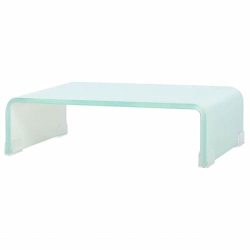 Meuble Télé Buffet TV Télévision Design Pratique Support Pour Moniteur 40 Cm Verre Blanc 2502227