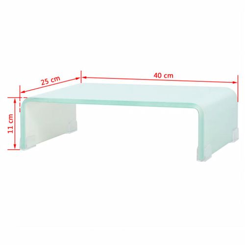 Meuble Télé Buffet TV Télévision Design Pratique Support Pour Moniteur 40 Cm Verre Blanc 2502227