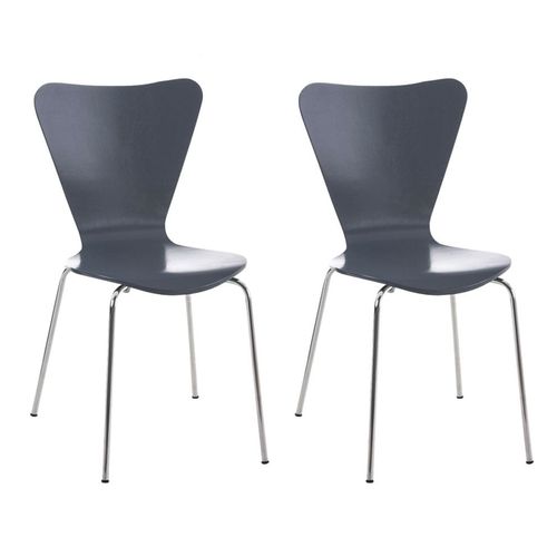 Lot De 2 Chaises De Séjour Bureau En Bois Gris Et Métal Cds10012