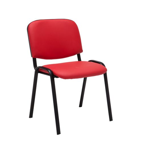 Chaise Visiteur Assise Rembourrée En Synthétique Rouge Bur10070