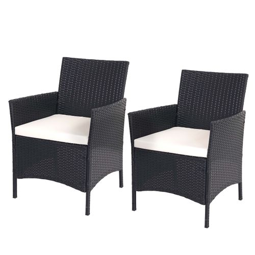 2x Fauteuils Chaises De Jardin En Polyrotin Anthracite Coussin Crème 04_0000466